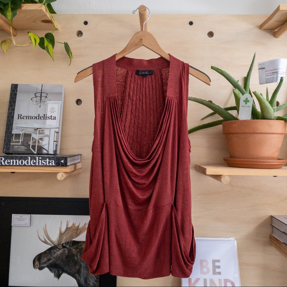 Urban Zen Linen Cowl Neck Tank S
